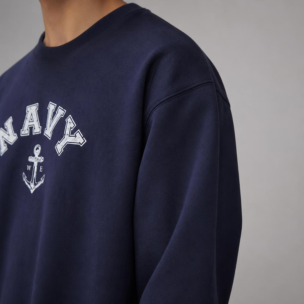 밀리브로 NAVY 앵커 크랙 해군 오버핏 맨투맨 1