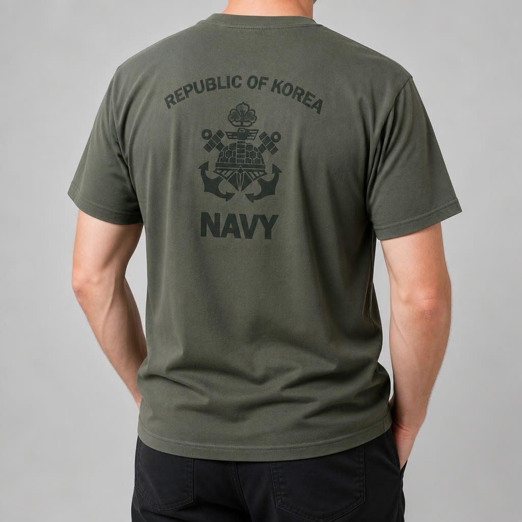 해군 NAVY 거북선 면 반팔 티셔츠