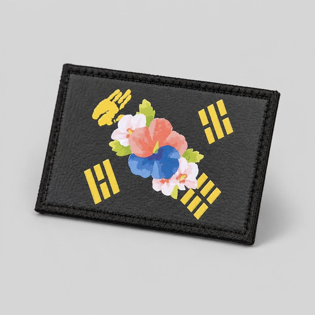 쿠닌 무궁화 태극기 가죽 패치 8cm 3번째 이미지