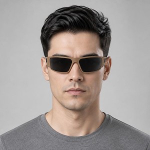 가토즈 매그넘 탄 프레임 검정 로고 검정 렌즈 선글라스